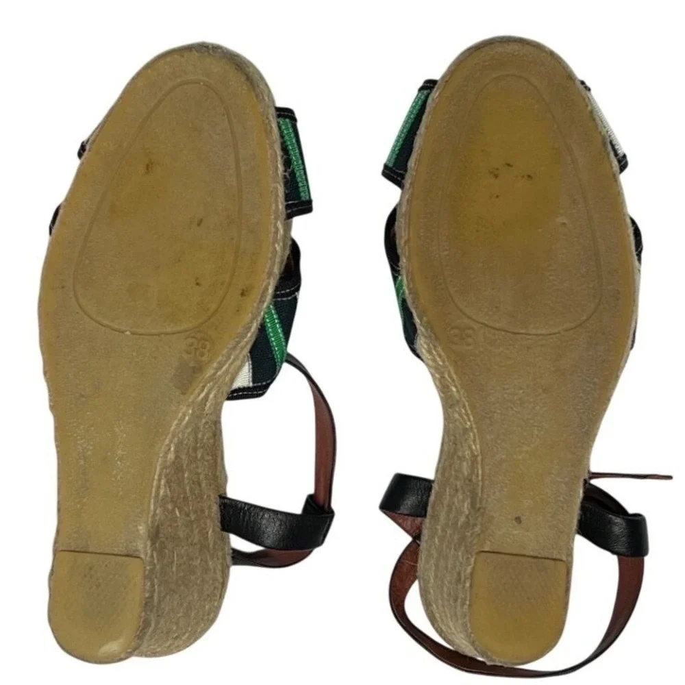 Marc by‎ Marc Jacobs Espadrille Wedge Sandals Striped Canvas 38 EUC